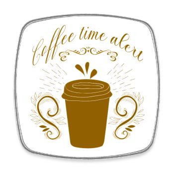 coffee time alert - Square fridge magnet - white - Front