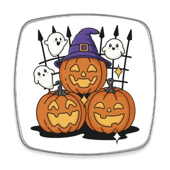 Halloween Kawaii Design Pumpkins Ghosts - Square fridge magnet - white - Front