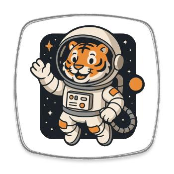 Tigre astronaute aventurier - Magnet carré - blanc - Devant