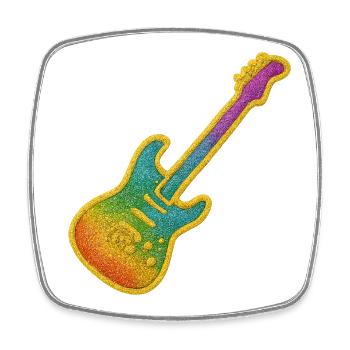 Bunter Glitter-Gitarrenrock Design - Viereckiger Kühlschrankmagnet - Weiß - Vorne