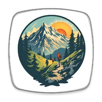 Bergwanderer im Sonnenuntergang - Viereckiger Kühlschrankmagnet - Weiß - Vorne