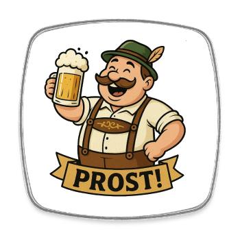 Prost Bierfreunde - Viereckiger Kühlschrankmagnet - Weiß - Vorne