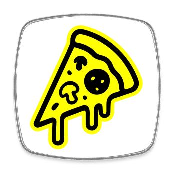 Icône de la pizza - Magnet carré - blanc - Devant