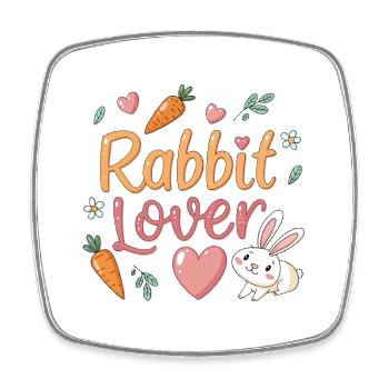 Rabbit and carrot love gift - Square fridge magnet - white - Front