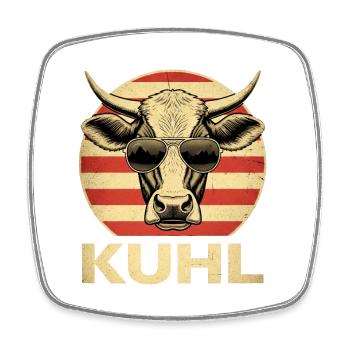 Cool bull head with sunglasses - Square fridge magnet - white - Front