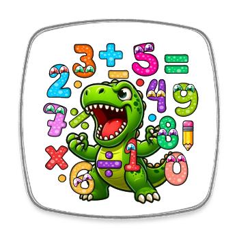 Conception mathématique ludique de dinosaures pour la journée des nombres - Magnet carré - blanc - Devant