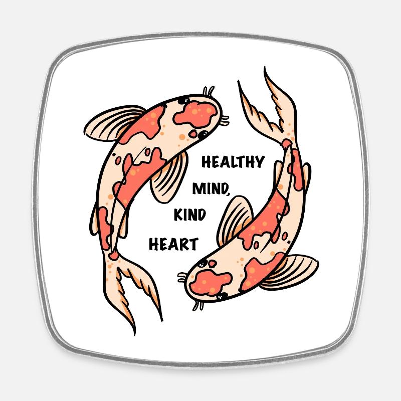 Koi Fish Circle with Positive Quote - Square fridge magnet - white