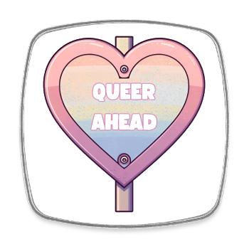 Queer Ahead – Regenbogen Herz Design - Viereckiger Kühlschrankmagnet - Weiß - Vorne