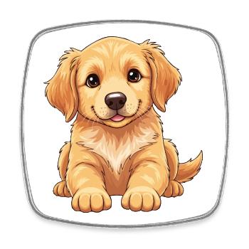 Golden Retriever Welpe 2 - Viereckiger Kühlschrankmagnet - Weiß - Vorne