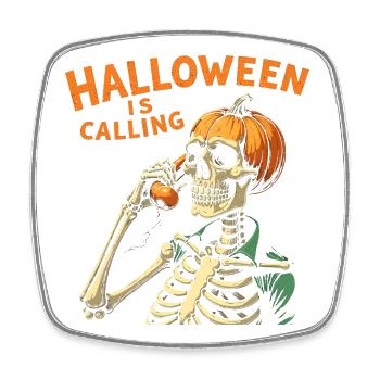 Crâne de Halloween avec Potiron  - Magnet carré - blanc - Devant