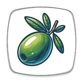 Stylized olive bright green - Square fridge magnet - white - Front
