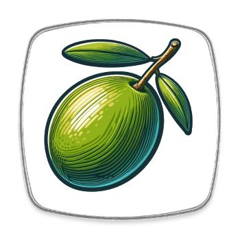 Illustration d'une Olive verte stylisée - Magnet carré - blanc - Devant