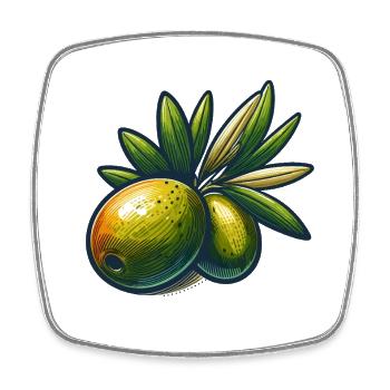 Illustration dOlives et Feuillage - Magnet carré - blanc - Devant
