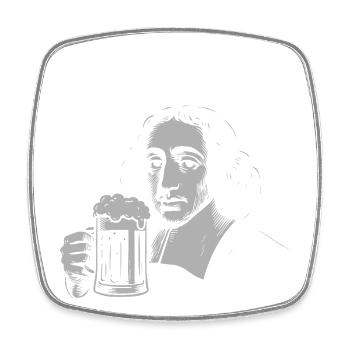 Spinoza ikonische Bierkrug-Illustration - Viereckiger Kühlschrankmagnet - Weiß - Vorne