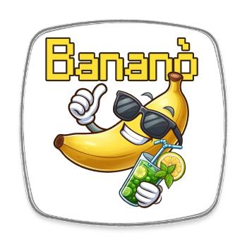 Banana Fun Sun with Glasses - Square fridge magnet - white - Front