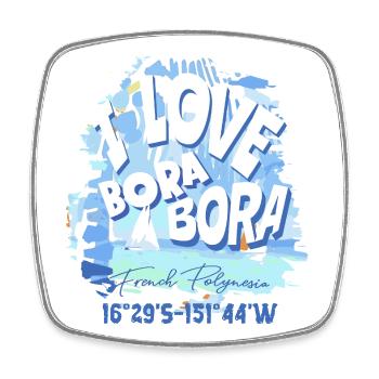 Design I love Bora Bora Bleu - Magnet carré - blanc - Devant