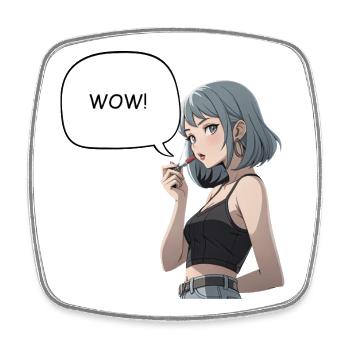 WOW - Manga Girl - Viereckiger Kühlschrankmagnet - Weiß - Vorne