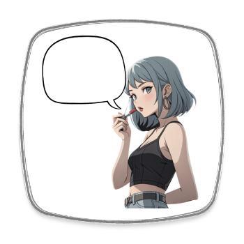 Speech Bubbles Noir Heroine CropTop - Square fridge magnet - white - Front