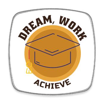 Dream Work Achieve Motivation Success Ambition - Square fridge magnet - white - Front
