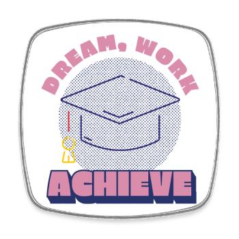 Dream Work Achieve Motivation Personal Success - Square fridge magnet - white - Front