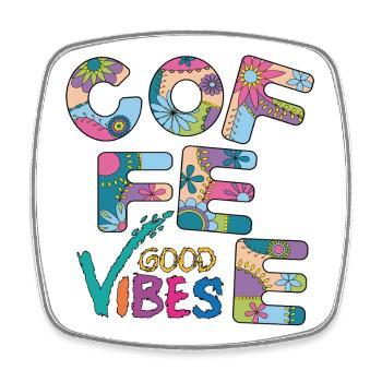 Coffee Vibes - Viereckiger Kühlschrankmagnet - Weiß - Vorne