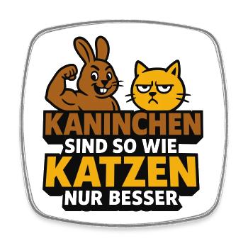 Motif humoristique lapin et chat - Magnet carré - blanc - Devant