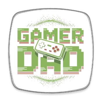 Gamer Dad Pixel Art Design - Square fridge magnet - white - Front