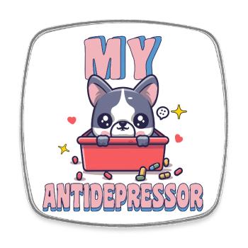 My Antidepressor Bouledogue Français Humour Chien - Magnet carré - blanc - Devant
