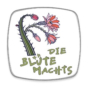 Kaktus mit Blüte und Spruch - Viereckiger Kühlschrankmagnet - Weiß - Vorne