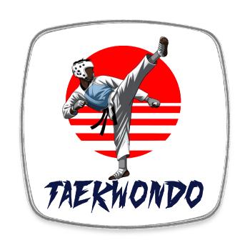 Kampfkunst Taekwondo Silhouetten Design - Viereckiger Kühlschrankmagnet - Weiß - Vorne