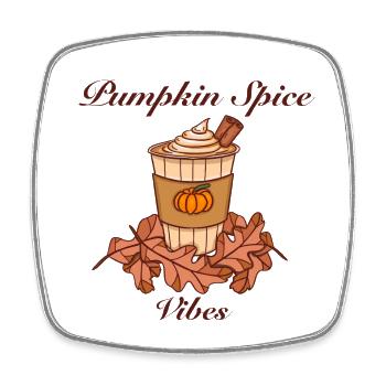 Pumpkin Spice Vibes – Cozy Autumn Coffee Design - Square fridge magnet - white - Front