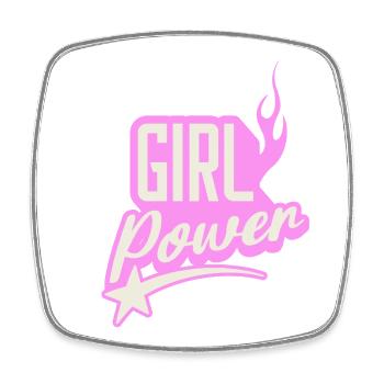 Girl Power sugar pink Flaming Graphic Design - Square fridge magnet - white - Front