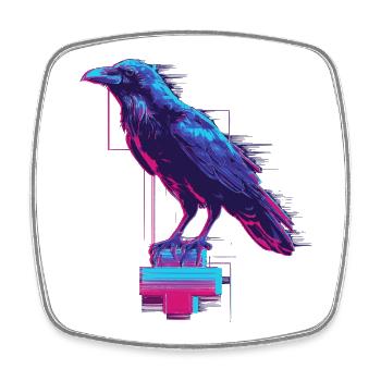 Neon Rabe - Viereckiger Kühlschrankmagnet - Weiß - Vorne