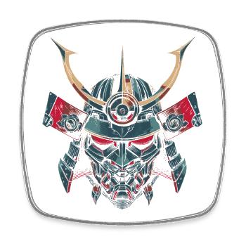 Mech-Samurai - Viereckiger Kühlschrankmagnet - Weiß - Vorne