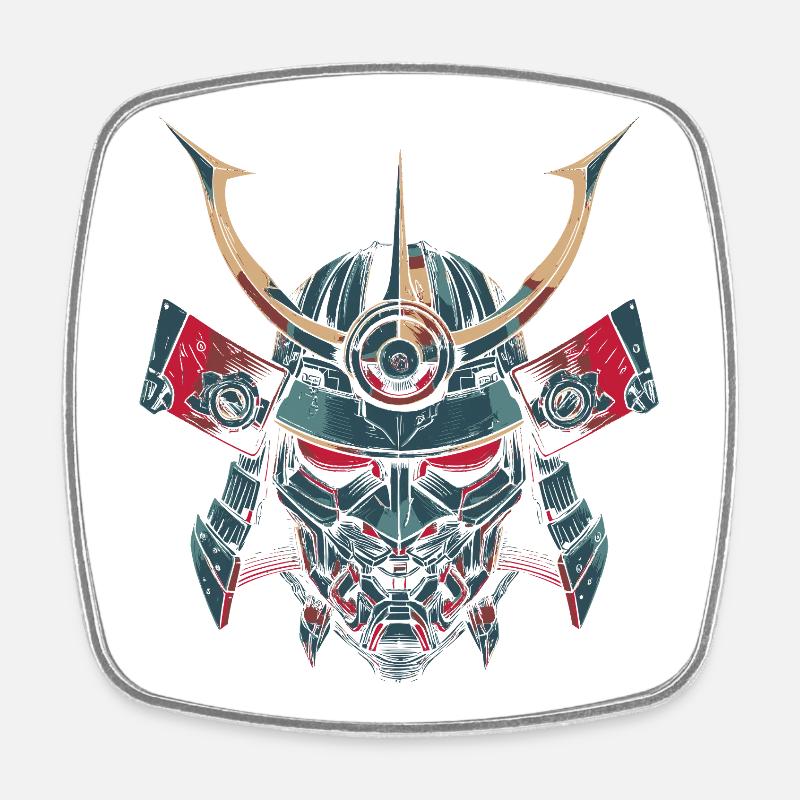 Mech Samurai - Square fridge magnet - white