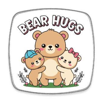 Entzückende Bär umarmt Cartoon Design - Viereckiger Kühlschrankmagnet - Weiß - Vorne