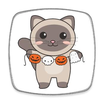 Siamkatze Happy Halloween Kürbis Geist Kostüm - Viereckiger Kühlschrankmagnet - Weiß - Vorne