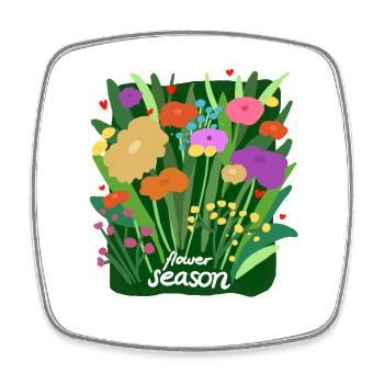 Saison des fleurs - Conception de la nature fleurie colorée - Magnet carré - blanc - Devant