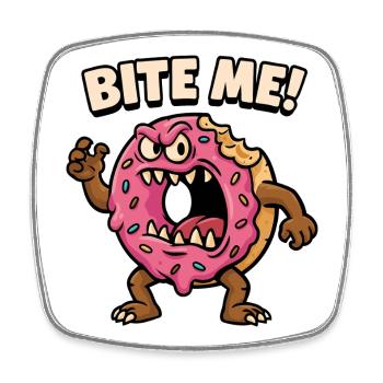 Aggressiver Donut Monster Design - Viereckiger Kühlschrankmagnet - Weiß - Vorne