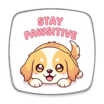Stay Pawsitive - Golden Retriever puppy - Square fridge magnet - white - Front