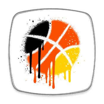 Basketball Deutschland Urban Graffiti Druck - Viereckiger Kühlschrankmagnet - Weiß - Vorne