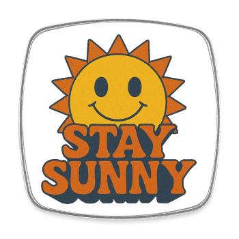 Optimistischer sonniger Smiley-Druck - Viereckiger Kühlschrankmagnet - Weiß - Vorne