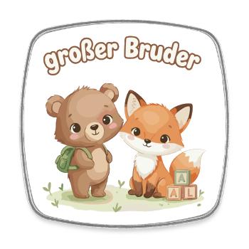 Big Brother Bear et Renard - Magnet carré - blanc - Devant