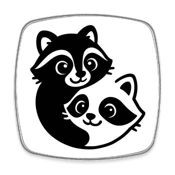 Ying Yang Dachs Pärchen - Viereckiger Kühlschrankmagnet - Weiß - Vorne