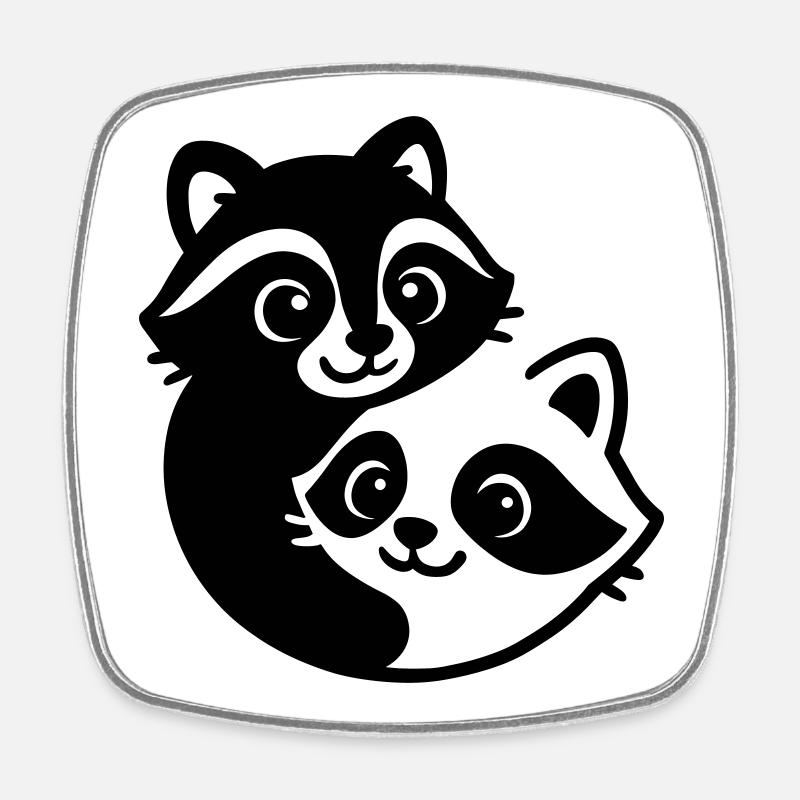 Ying Yang Blaireau Couple - Magnet carré - blanc
