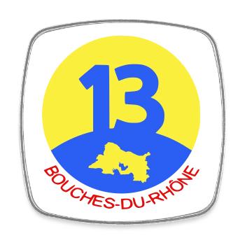 13 Bouches-du-Rhône - Viereckiger Kühlschrankmagnet - Weiß - Vorne