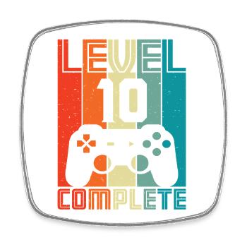 10. Geburtstag Gamer – 10 Jahre Level 10 Complete - Viereckiger Kühlschrankmagnet - Weiß - Vorne