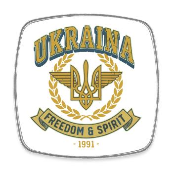 Emblem des ukrainischen Freiheitsgeistes - Viereckiger Kühlschrankmagnet - Weiß - Vorne