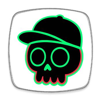 Neon Schädel Cap - Viereckiger Kühlschrankmagnet - Weiß - Vorne