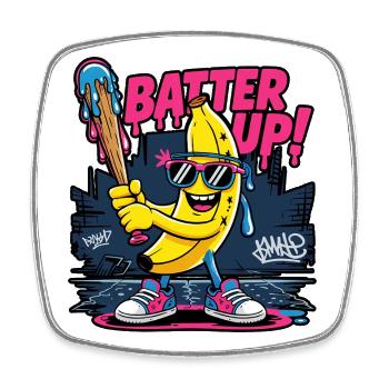 Cool Banana Baseball Neon Style - Viereckiger Kühlschrankmagnet - Weiß - Vorne